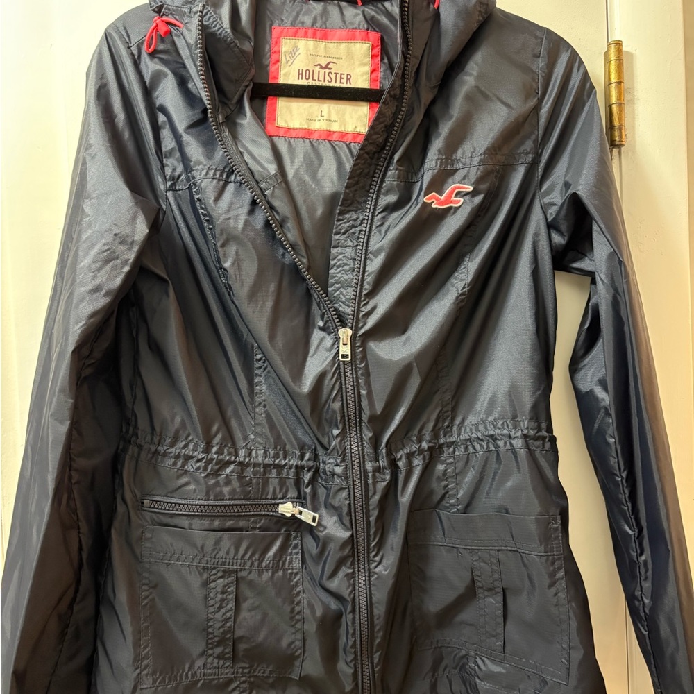 Hollister Women's black windbreaker rain Jacket